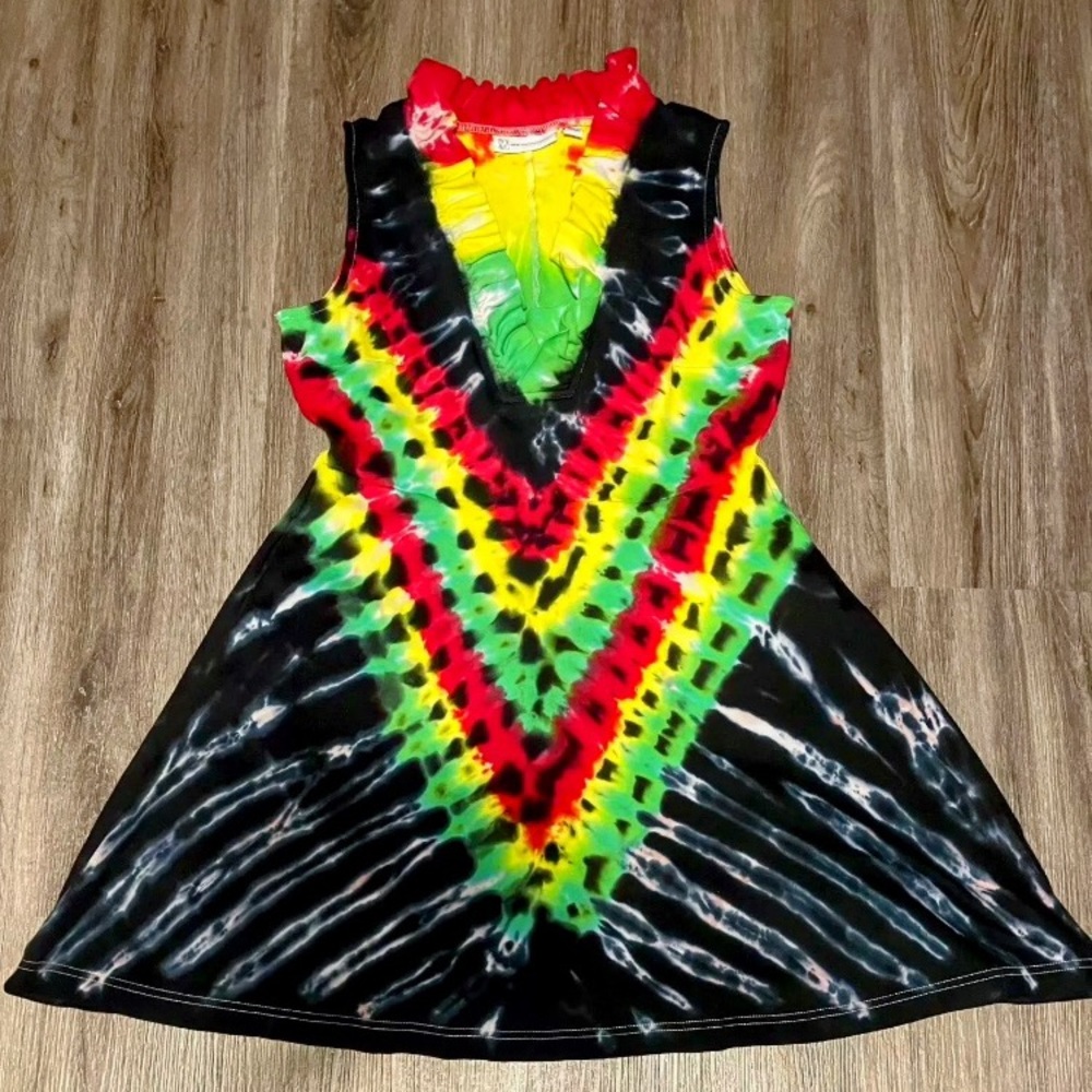 Tie Dye Dress Ladies Medium Rasta Colors